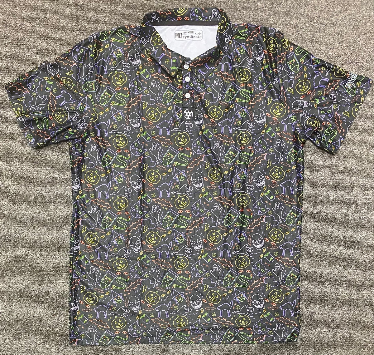 NEW Halloween Polo Shirt White Purple Black Orange White by Ninja Syndicate