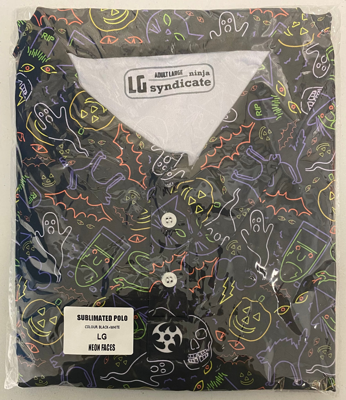 NEW Halloween Polo Shirt White Purple Black Orange White by Ninja Syndicate