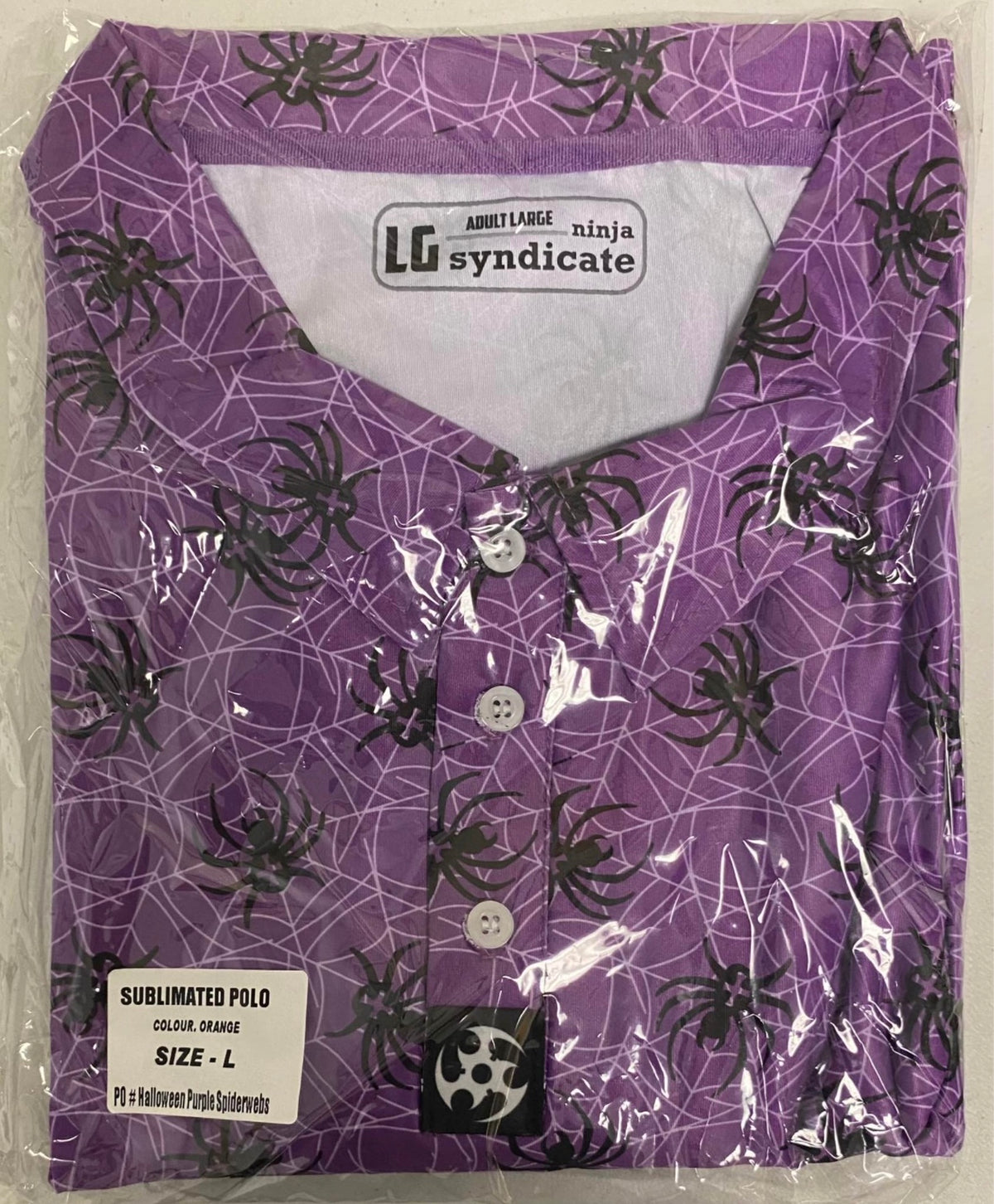 NEW Halloween Polo Shirt White Purple Black Orange White by Ninja Syndicate