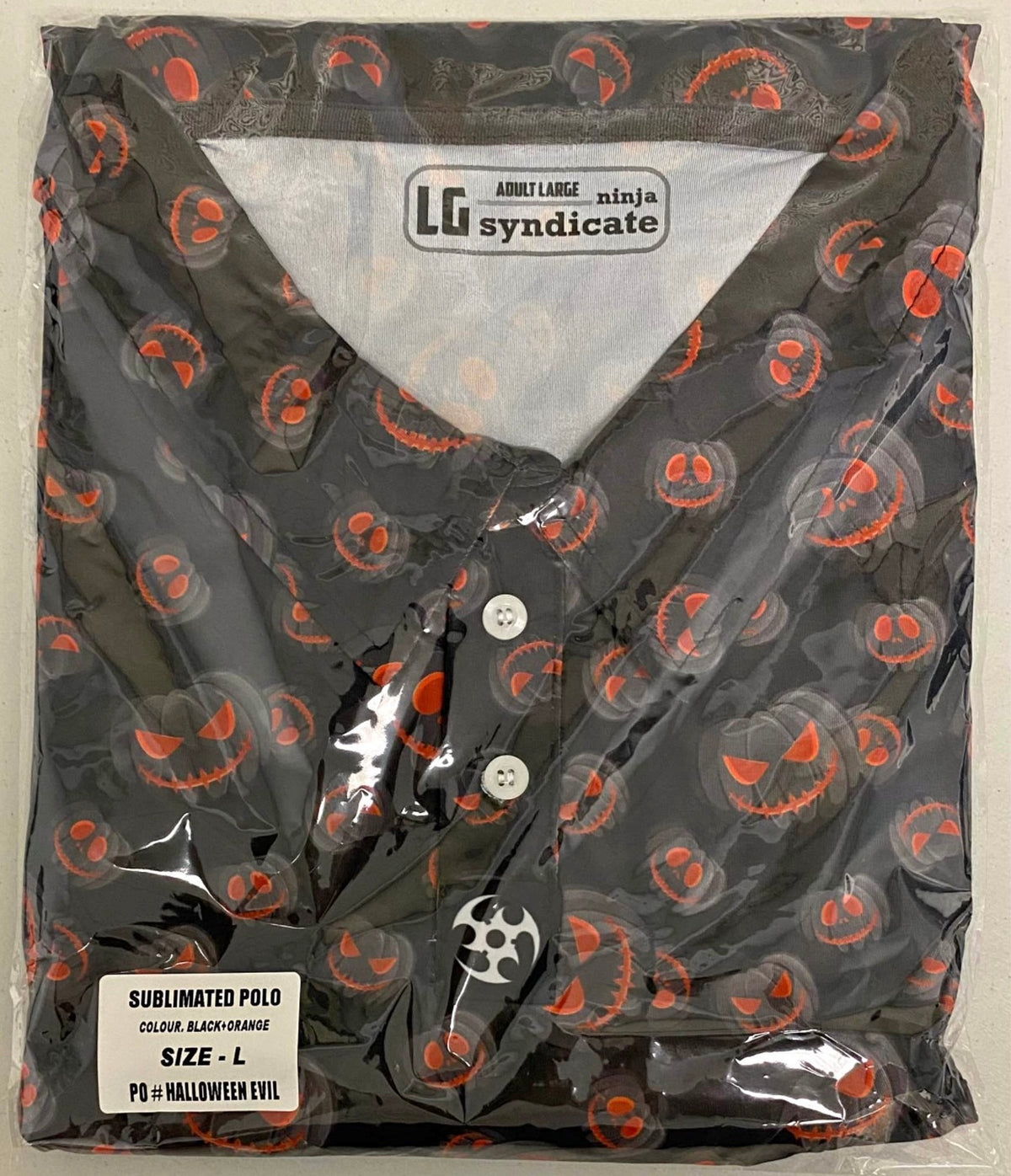 NEW Halloween Polo Shirt White Purple Black Orange White by Ninja Syndicate